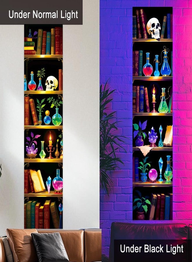 ACRNIGHEET 2 Pcs Black Light Tapestry Magic Bookshelf Trippy Blacklight Tapestry Art Wall Decor UV Reactive Blacklight Posters Aesthetic Room Wall Hanging Backdrop for Bedroom Home Decoration - Image 3
